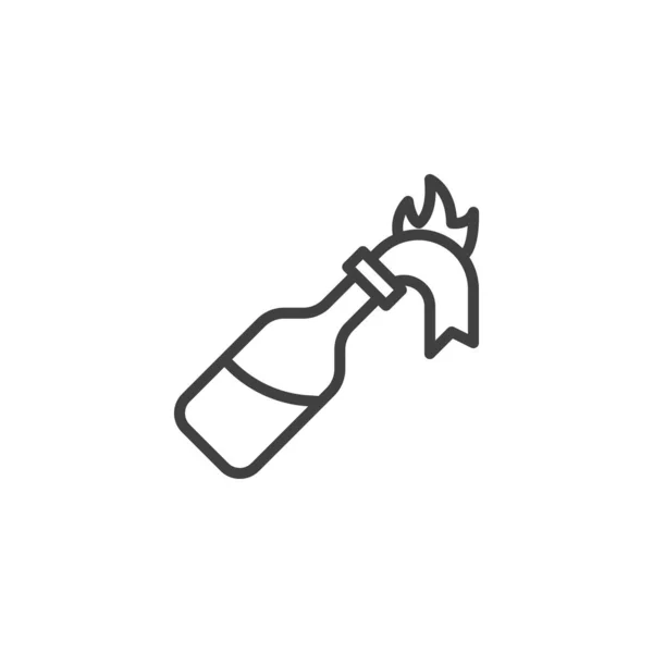 Fire cocktail bottle line icon — Stock Vector