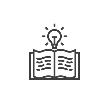 Ampul çizgisi simgesi olan açık kitap