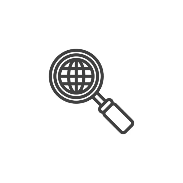 Icono de línea de búsqueda global — Vector de stock
