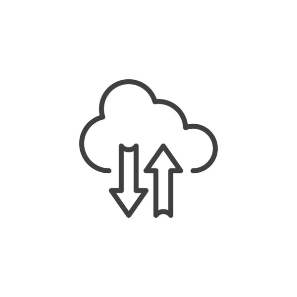 Ícone de linha de sincronização de nuvem — Vetor de Stock