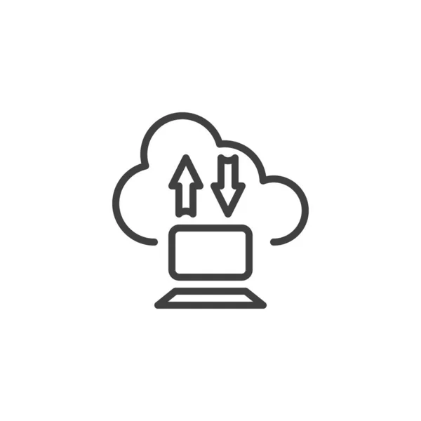 Download upload cloud and computer line icon