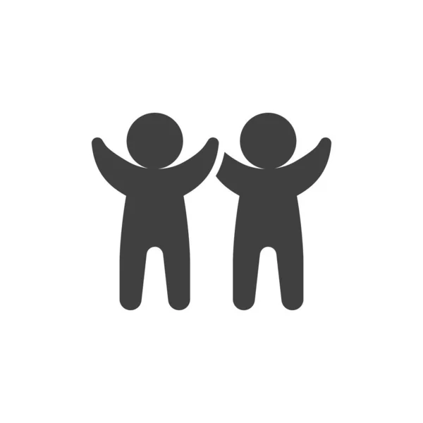 Два человека с поднятой векторной иконкой рук — стоковый вектор
