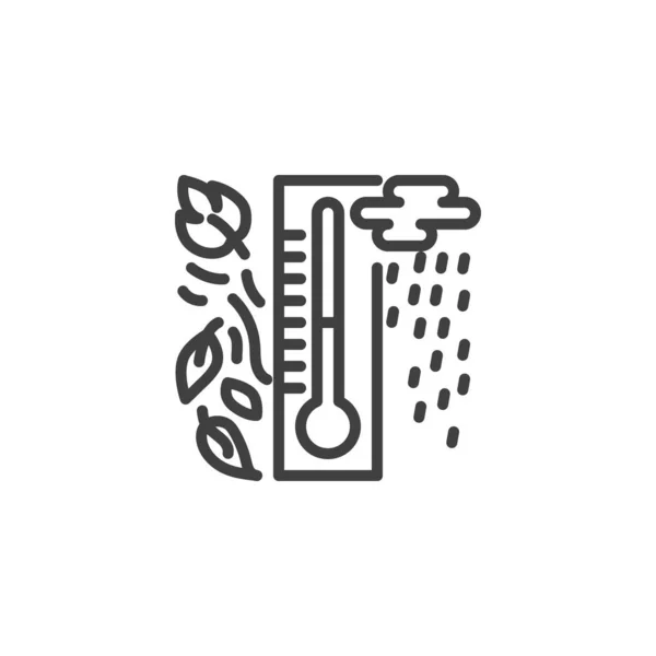 Autumn thermometer line icon — Stock Vector