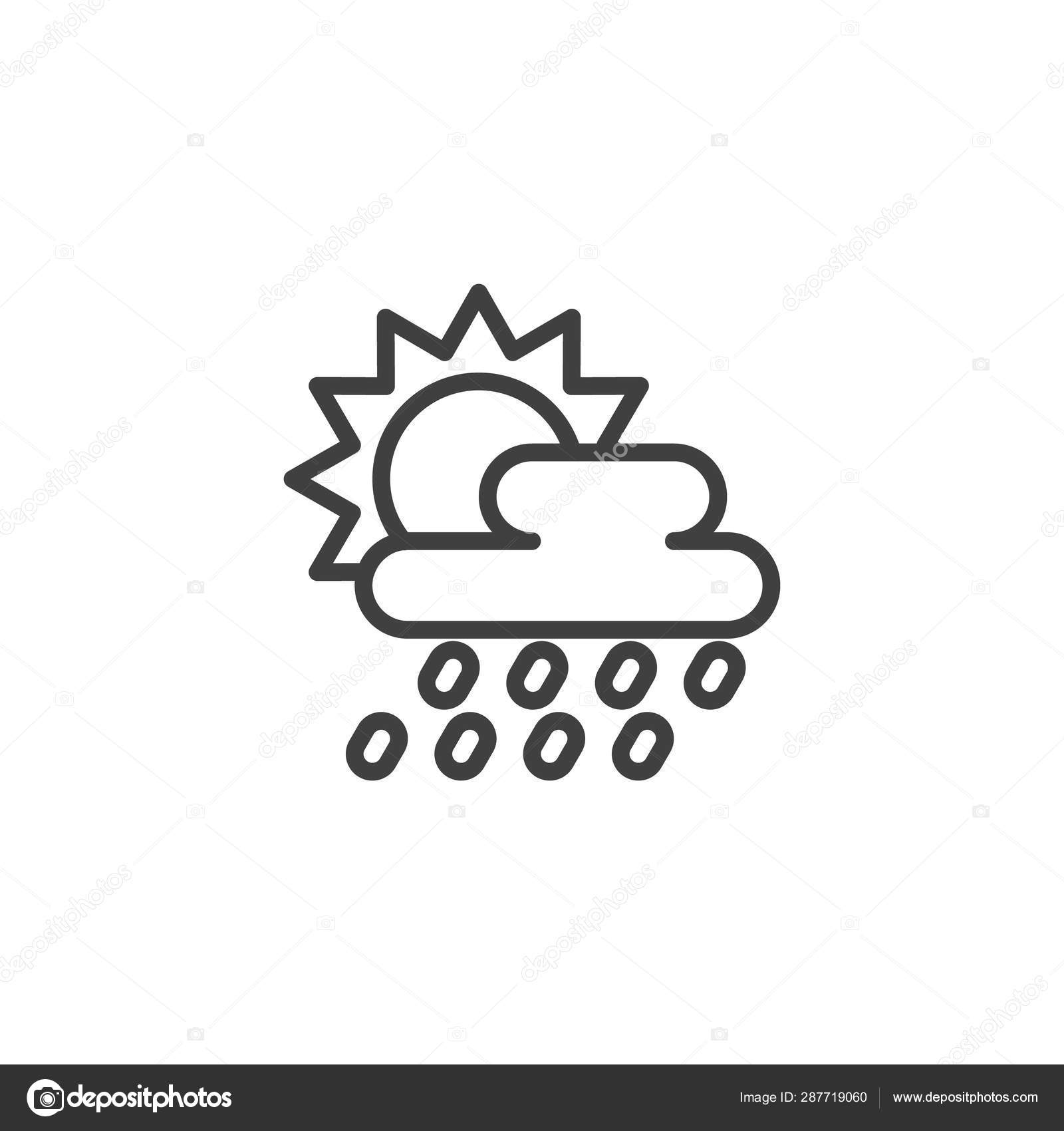 Sun Behind Rain Cloud Line Icon Stock Vector Avicons