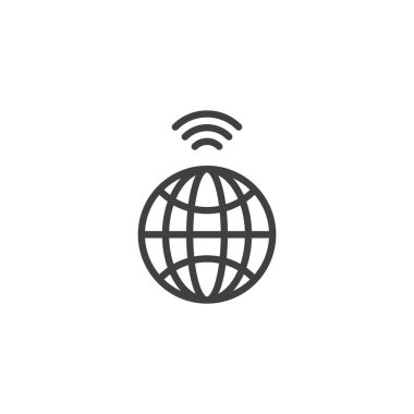 Küresel kablosuz internet bağlantı hattı simgesi
