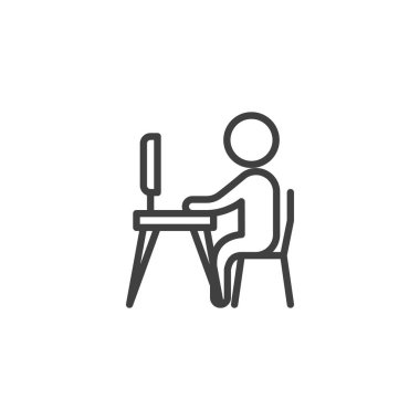 Bilgisayar satırı simgesi üzerinde çalışan adam