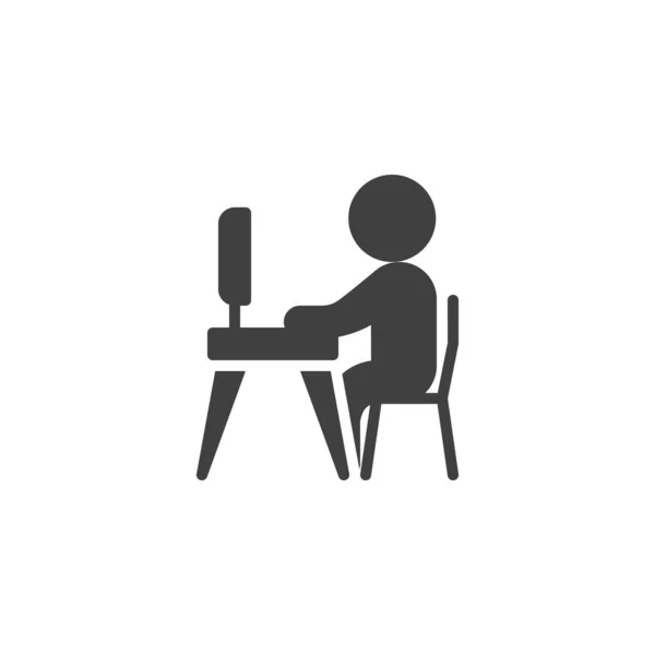 Man working on computer vector icon — Stock Vector