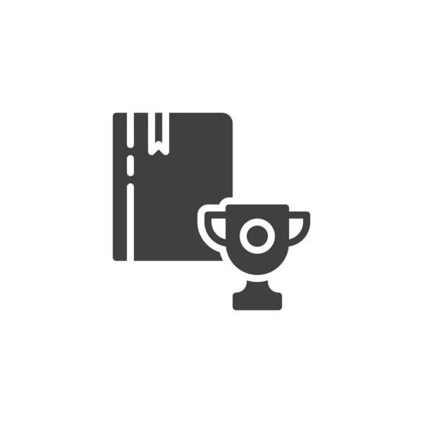 Book with trophy or winning cup vector icon — Stock Vector