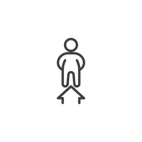 Homme et flèche vers le haut icône de ligne — Image vectorielle