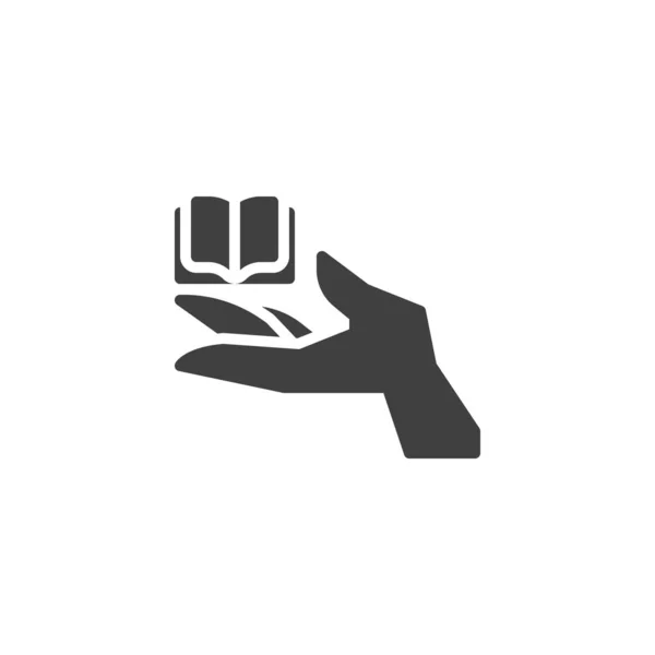 Hand och bok vektor symbol — Stock vektor