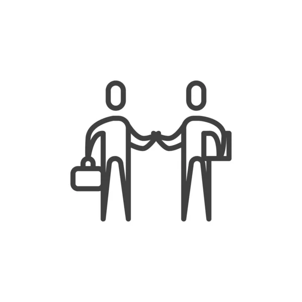 Partnerség, kézfogási vonal ikonja — Stock Vector
