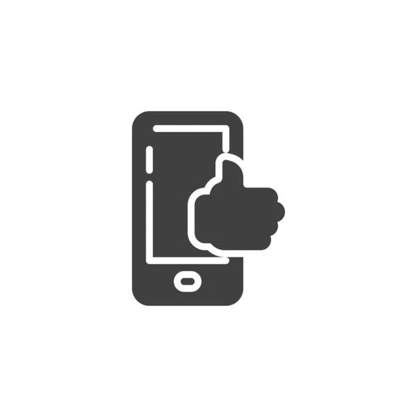 Мобильный телефон с большой палец вверх векторной иконкой — стоковый вектор