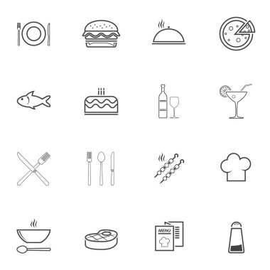 Restoran menü satırı simgeleri seti