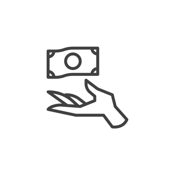 Icono de línea de dinero en mano — Vector de stock