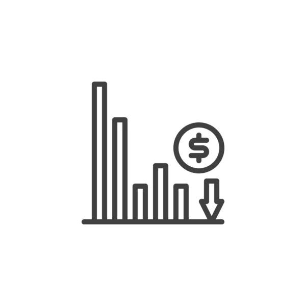 Diagramlinje ikon för dollar förlust — Stock vektor