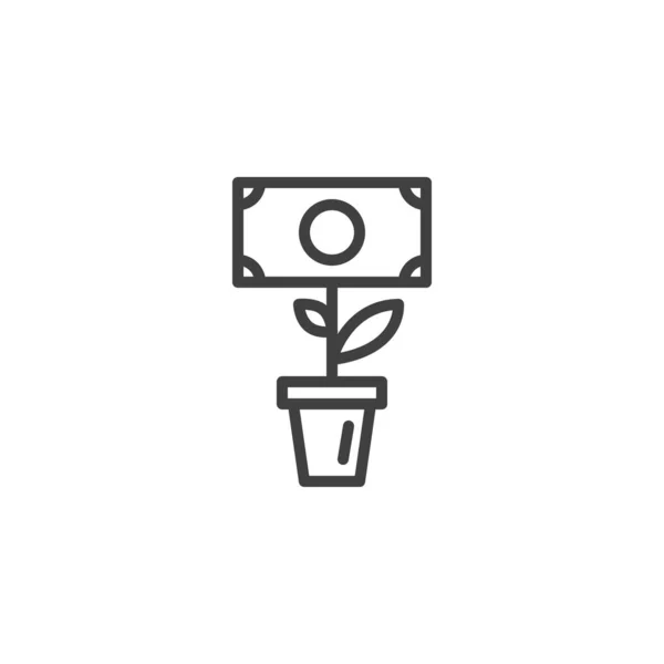 Pictogram voor de groei lijn dollar — Stockvector