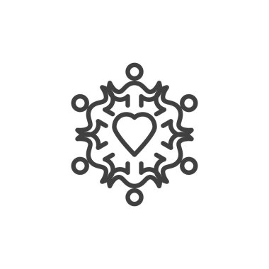 Kalp çizgisi simgesi etrafında İnsanlar