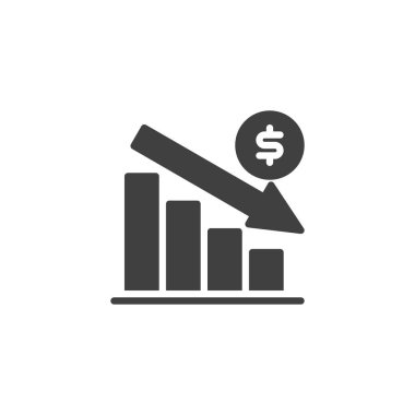 Dolar kuru düşüş vektör simgesi