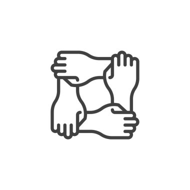 Dayanışma eller çizgi simgesi