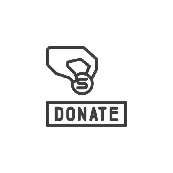 Donare denaro e linea di beneficenza icona — Vettoriale Stock