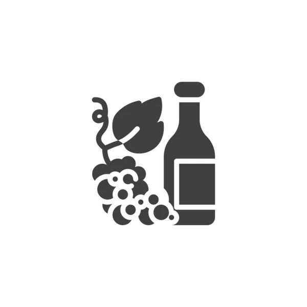 Винна пляшка з виноградом Векторна іконка — стоковий вектор