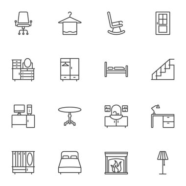 Mobilya çizgisi simgeleri ayarlandı