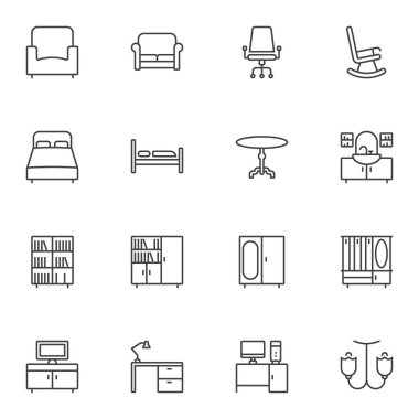 Mobilya çizgisi simgeleri ayarlandı