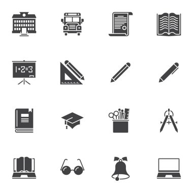 Okul ekipman vektör simgeleri seti