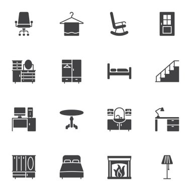 Mobilya vektörü simgeleri ayarlandı