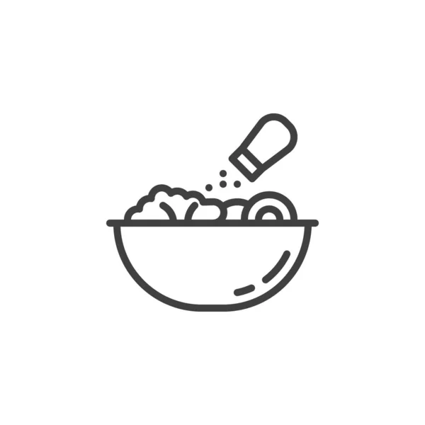 Salt food in a bowl line icon — Stock Vector