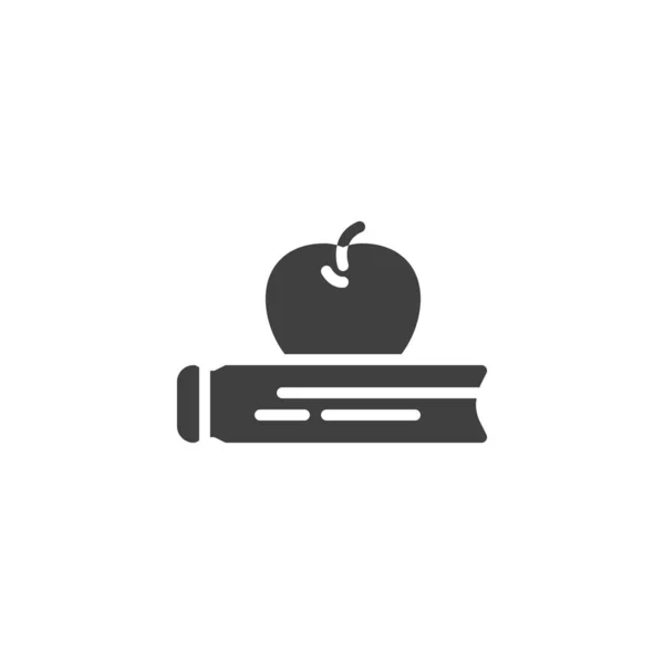 Libro y manzana vector icono — Vector de stock