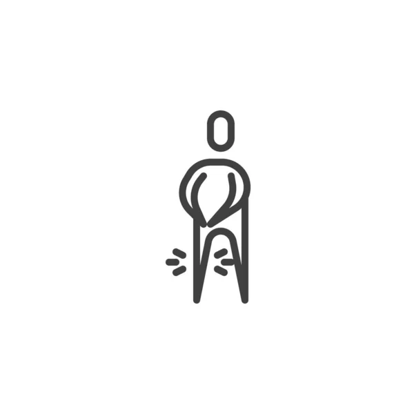 Mänskliga knäsmärta linje ikon — Stock vektor