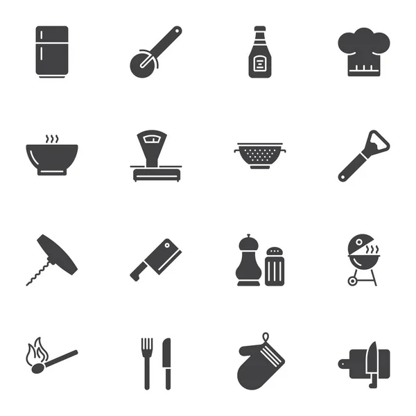 Naczynia kuchenne zestaw ikon wektorowych — Wektor stockowy