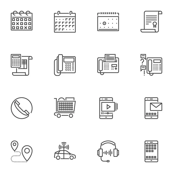 Customer service line icons set — Stock Vector