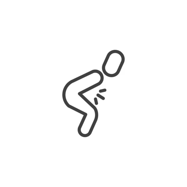 Human stomach pain line icon — Stock Vector