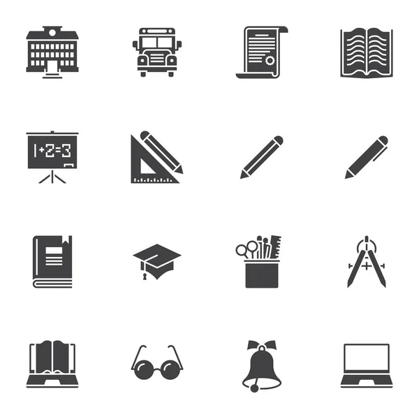 Equipo escolar vector iconos conjunto — Archivo Imágenes Vectoriales