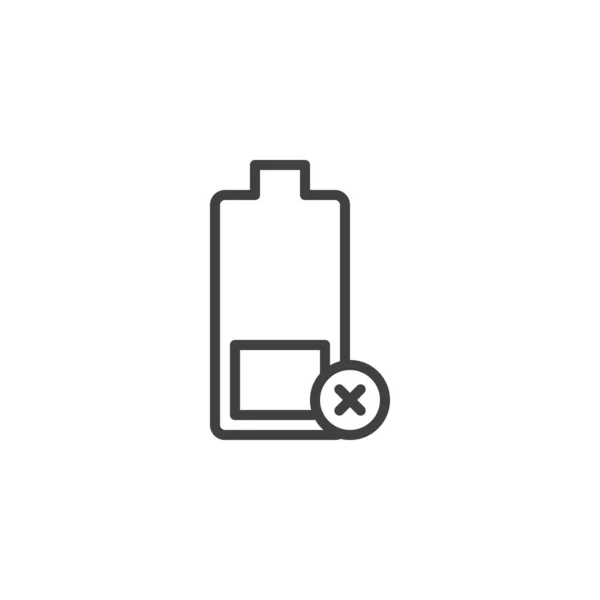 Icône de ligne de notification batterie faible — Image vectorielle