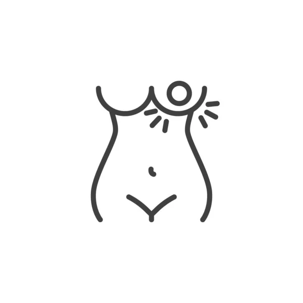 Female breast pain line icon — Stock Vector