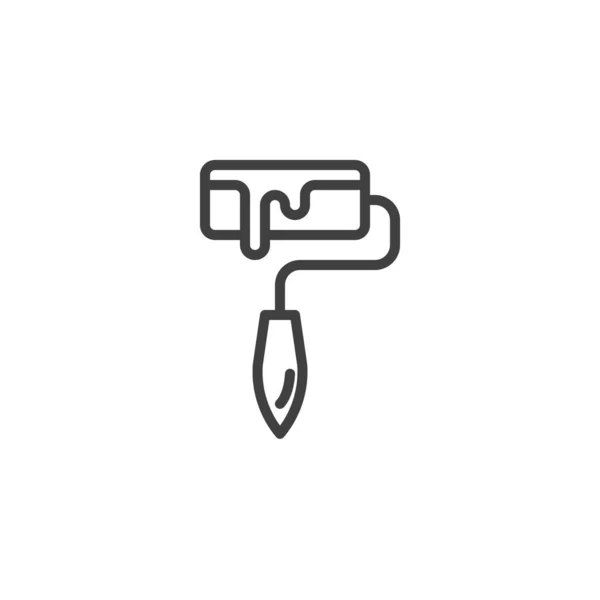 Paint roller lijn pictogram — Stockvector