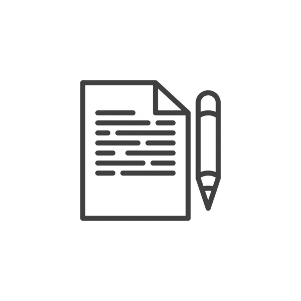 Document papier et icône de ligne de stylo — Image vectorielle