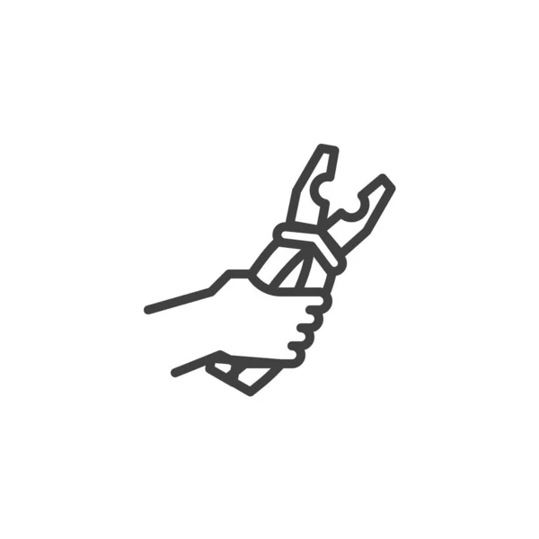 Hand mit Zange Vektor-Symbol — Stockvektor