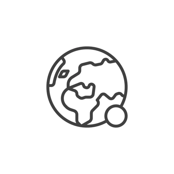 Tierra globo notificación línea icono — Vector de stock