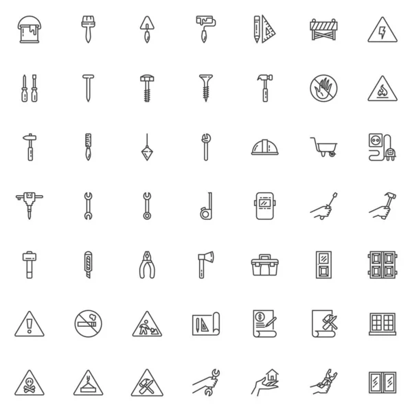 Conjunto de ícones de linha de construção — Vetor de Stock