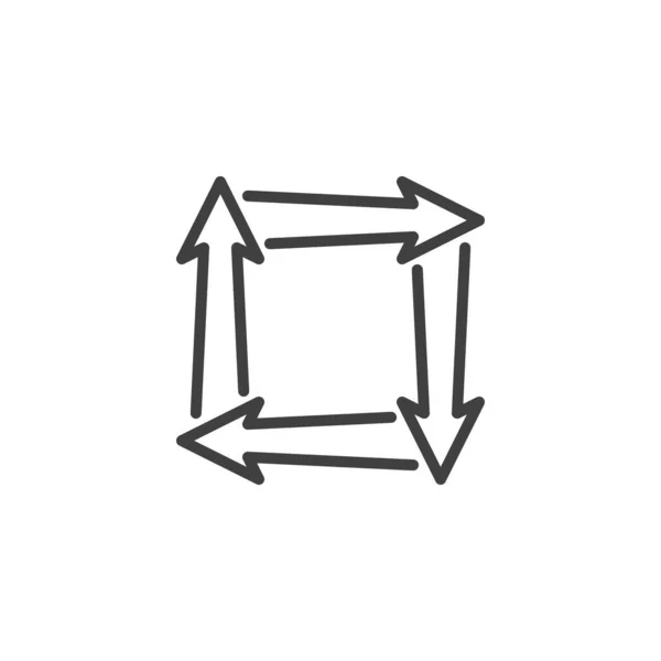 Setas de rotação quadrada ícone de linha — Vetor de Stock