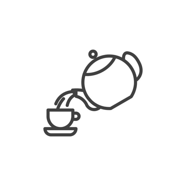 Tea pouring line icon — Stock Vector