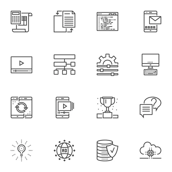 Conjunto de iconos de línea de programación — Vector de stock