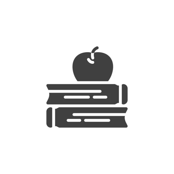 Books and apple vector icon — Stock Vector