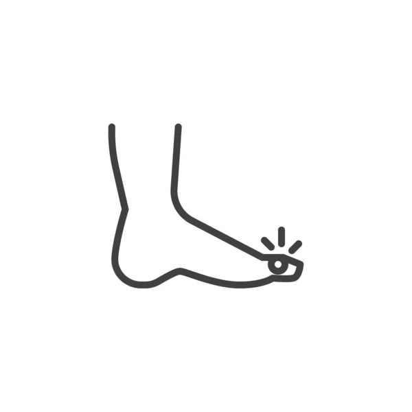 Láb ujját fájdalom vonal ikon — Stock Vector