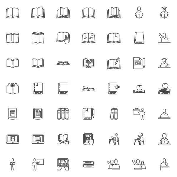 Livres et ligne d'éducation icônes ensemble — Image vectorielle