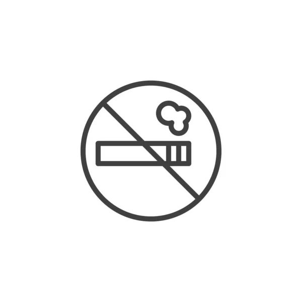Nenhum ícone de linha de sinal de fumo — Vetor de Stock